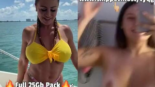 Model Flashing Fitness Deepthroat Boat Blowjob GIF