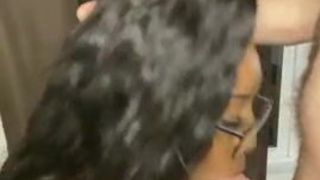 Girlfriend Ebony Deepthroat Blowjob Bed Sex BWC GIF