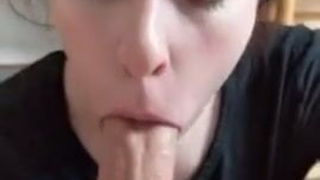 POV Girlfriend Deepthroat Blowjob GIF