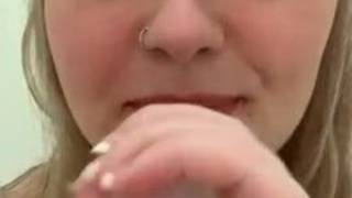 Sloppy Sex Toy Female Dildo Deepthroat Blowjob Blonde GIF