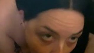 White Girl Pawg Eye Contact Deepthroat Blowjob BBC GIF