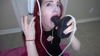 Swallowing Oral Gagging Dildo Deepthroat Cumshot Bad Dragon GIF