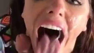 Sloppy Oral NSFW Deepthroat Cumshot Brunette Blowjob GIF