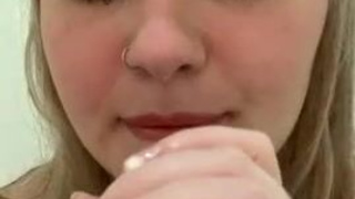 Sloppy Shower Deepthroat Blowjob Blonde Big Tits GIF