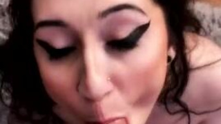 Goth Deepthroat Brunette Blowjob Amateur Alt GIF