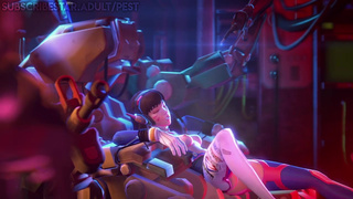 Overwatch D.Va Electrocuted by Bastion