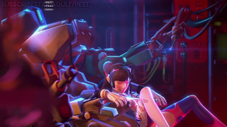 Overwatch D.Va Electrocuted by Bastion