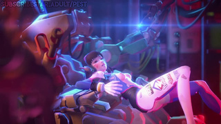 Overwatch D.Va Electrocuted by Bastion