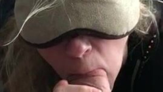 Hotwife Deepthroat Blowjob Blindfolded BWC GIF