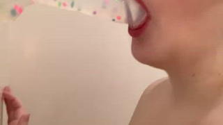 Wet Toy Submissive Shower Dildo Deepthroat Blowjob BDSM GIF