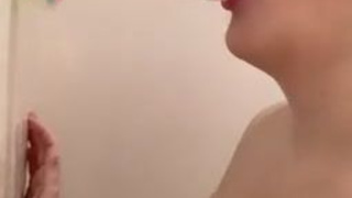Wet Toy Submissive Shower Dildo Deepthroat Blowjob BDSM GIF