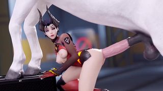 Devil mercy fucked by big horse dick