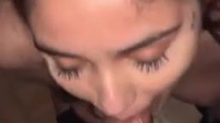 Sloppy Latina Interracial Deepthroat Cuckold Caption Blowjob GIF
