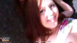 Tempting and redhead teen is having deep hardcore fuck in the car