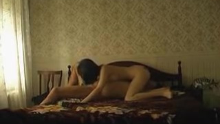 Русский секс любовников в спальне на большой кровати