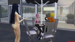 Naruto, Sakura nad their friends enjoy hardcore group sex by the pool