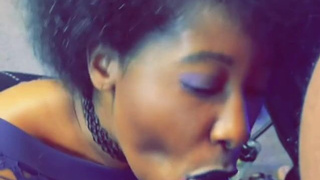 Ebony Deepthroat College Blowjob GIF