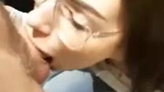 Oral NSFW Glasses Eye Contact Deepthroat Brunette Blowjob GIF