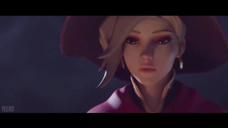 Развратница Mercy ради новых ощущений трахается на кладбище на Хэллоуин