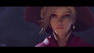 Развратница Mercy ради новых ощущений трахается на кладбище на Хэллоуин