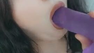 Sucking Spit Pretty Goth Gagging Dripping Dildo Cute Big Tits Alt GIF