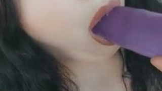 Sucking Spit Pretty Goth Gagging Dripping Dildo Cute Big Tits Alt GIF