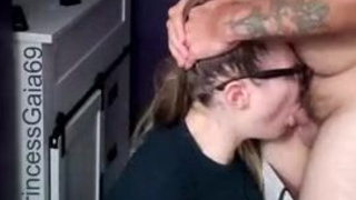 Throat Fuck Tattoo Spit Real Couple Oral OnlyFans Hairy Gagging Female Domination Deepthroat Brunette Blowjob Bathroom GIF