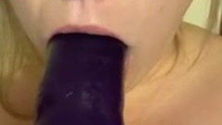 Spit Huge Dildo Dildo Deepthroat Blowjob GIF