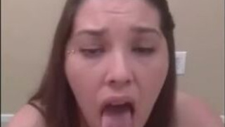 Titty Fuck Eye Contact Deepthroat Cum Swallow GIF