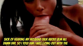 Interracial Husband Hotwife Ebony Deepthroat Cuckold Cheating Caption Blowjob Big Dick BWC GIF
