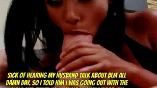Interracial Husband Hotwife Ebony Deepthroat Cuckold Cheating Caption Blowjob Big Dick BWC GIF