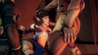 D.Va ублажает Soldier 76 и его друзей из игры Overwatch