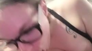 Spit Sloppy Real Couple OnlyFans Glasses Gagging Blowjob Balls Ballplay GIF