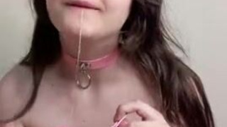 Submissive Nipple Clamps Ball Gagged GIF