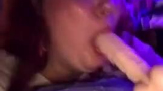 Redhead Dildo Deepthroat GIF