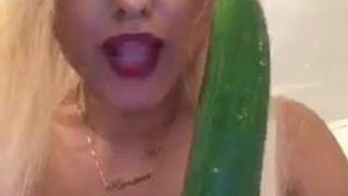 Deepthroat Cucumber Blowjob GIF