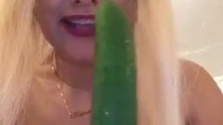 Deepthroat Cucumber Blowjob GIF