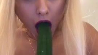 Deepthroat Cucumber Blowjob GIF