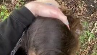 Public Outdoor Hair Pulling Deepthroat Cum Swallow Choking Blowjob Bisexual GIF