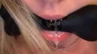 Spit Gagged Blowjob GIF