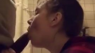 Interracial Face Fuck Deepthroat Blowjob Bathroom BBC GIF
