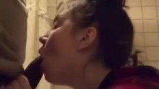 Interracial Face Fuck Deepthroat Blowjob Bathroom BBC GIF