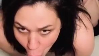 Thong Face Fuck Deepthroat Brunette Blowjob Big Ass BWC BBW GIF
