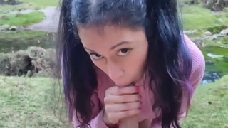 Outdoor Latina Deepthroat GIF