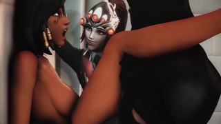 Widowmaker и Reaper по очереди трахают красотку Pharah в 3д порно