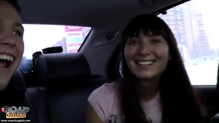 Glamorous and amateur cock sucker is giving blowjob in the car