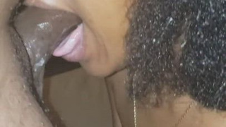 Thick Nerd Natural Tits Natural Ebony Couple Ebony Deepthroat Cute College Blowjob GIF