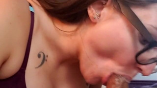 Spit Sloppy Real Couple OnlyFans Glasses Gagging Deepthroat Blowjob GIF