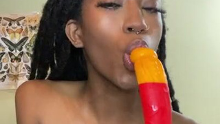 Ebony Deepthroat Blowjob GIF